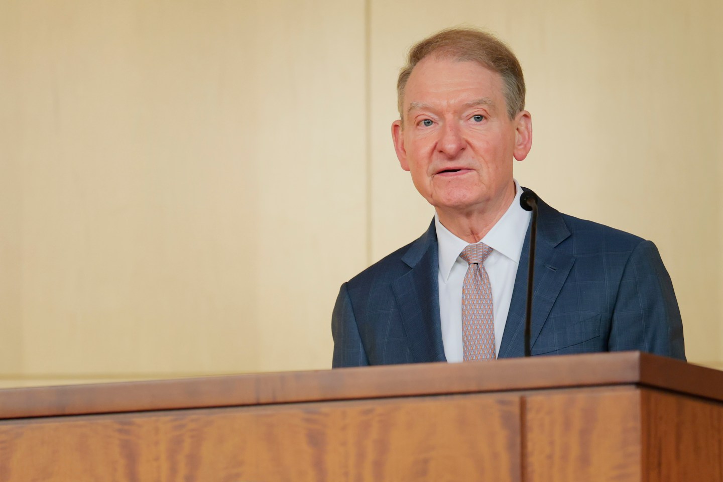 WASHINGTON, DC - APRIL 25: Securities and Exchange Commission Chairman Paul Atkins gives opening remarks at a roundtable with the SEC&#039;s Crypto Task Force at the Securities and Exchange Commission headquarters on April 25, 2025 in Washington, DC. SEC officials held the roundtable that was titled “Know Your Custodian: Key Considerations for Crypto Custody” in which they heard from officials working in Crypto. (Photo by Anna Moneymaker/Getty Images)