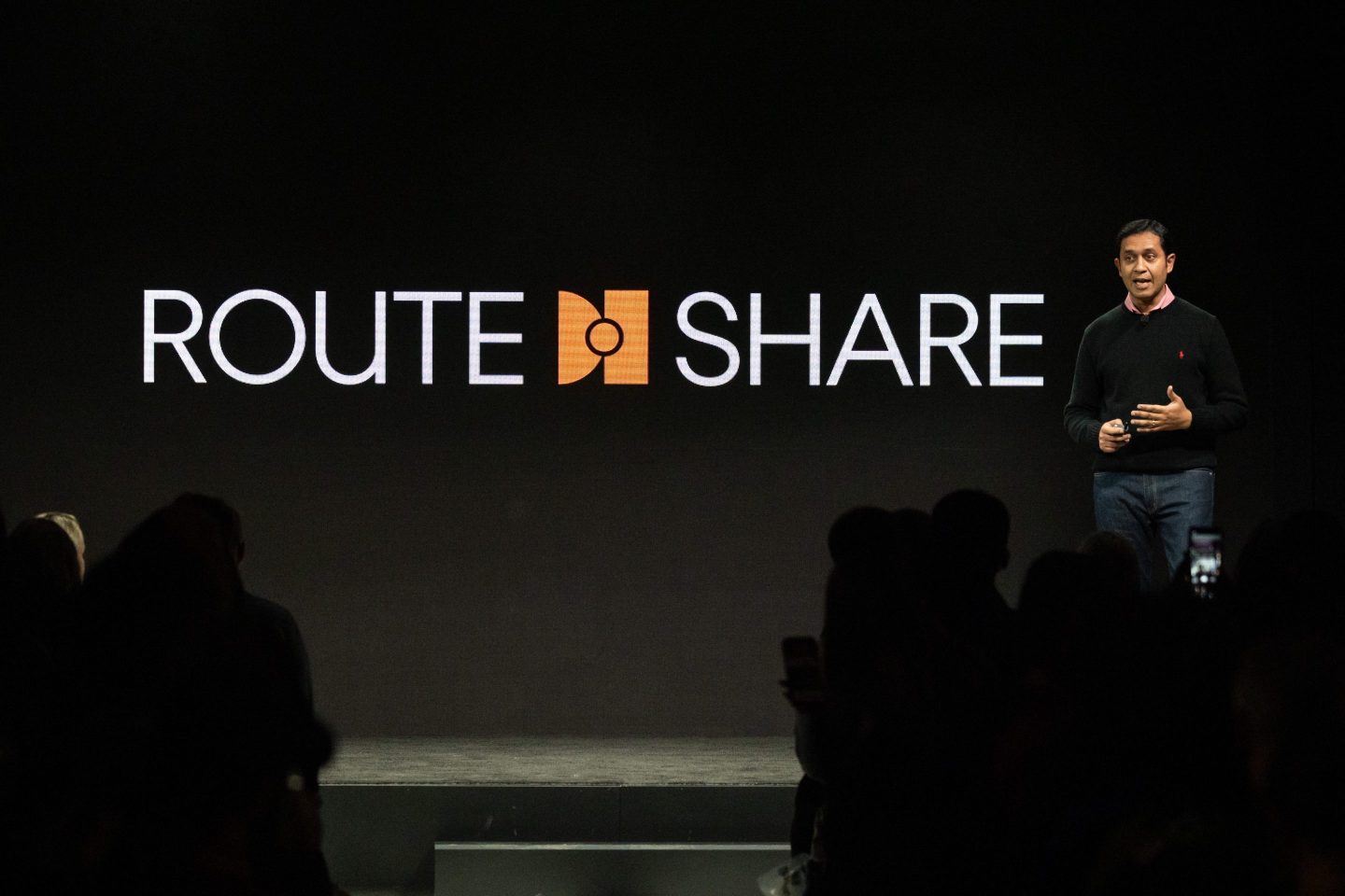 Uber product chief on stage at the recent GoGet event.